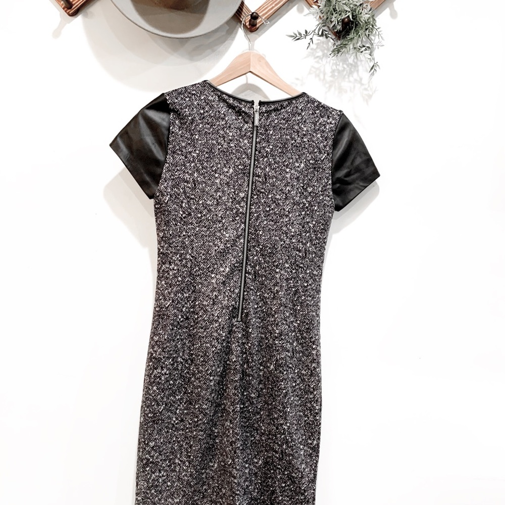 MICHAEL KORS Leather Sleeve Tweed Dress Size 2 - Picture 6 of 10